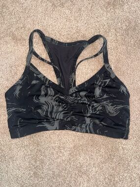 Gymshark Black & Gray Marbled Racerback Sports Bra